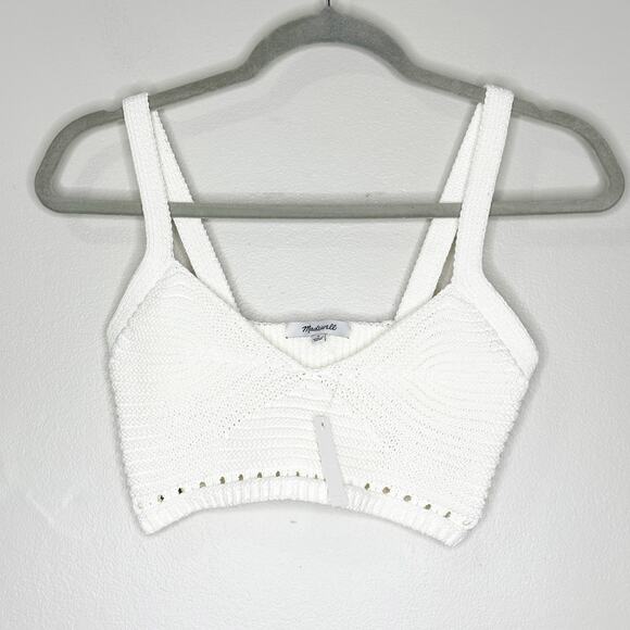 Madewell Womens Crochet Sweater Crop Top Lighthouse White Size Small - Picture 1 of 6